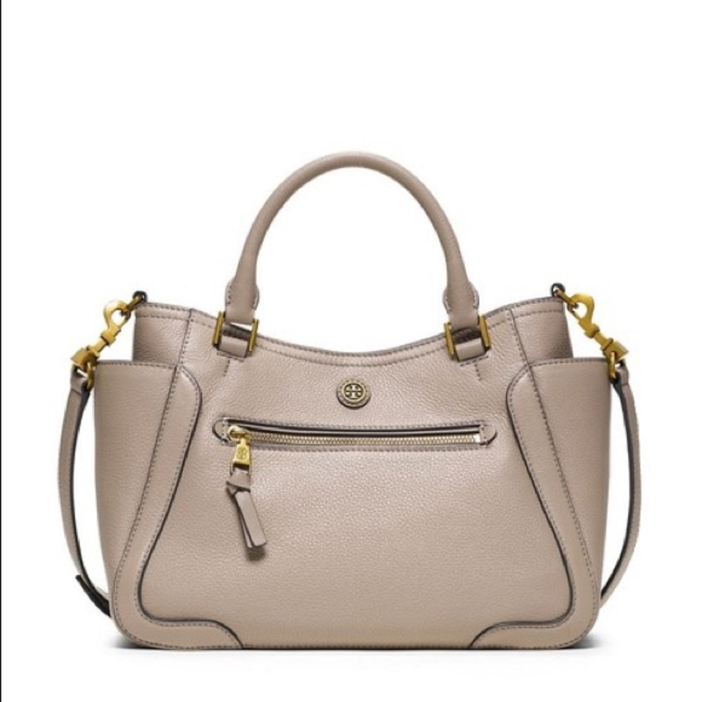 Tory Burch Frances French Large Tote/Satchel Gray Leather Satchel